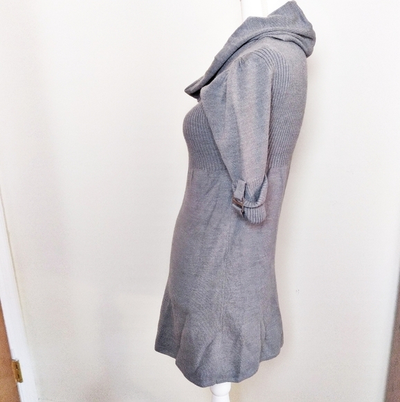 Take Out Gray Short Sleeve Mini Sweater Dress - Picture 4 of 8